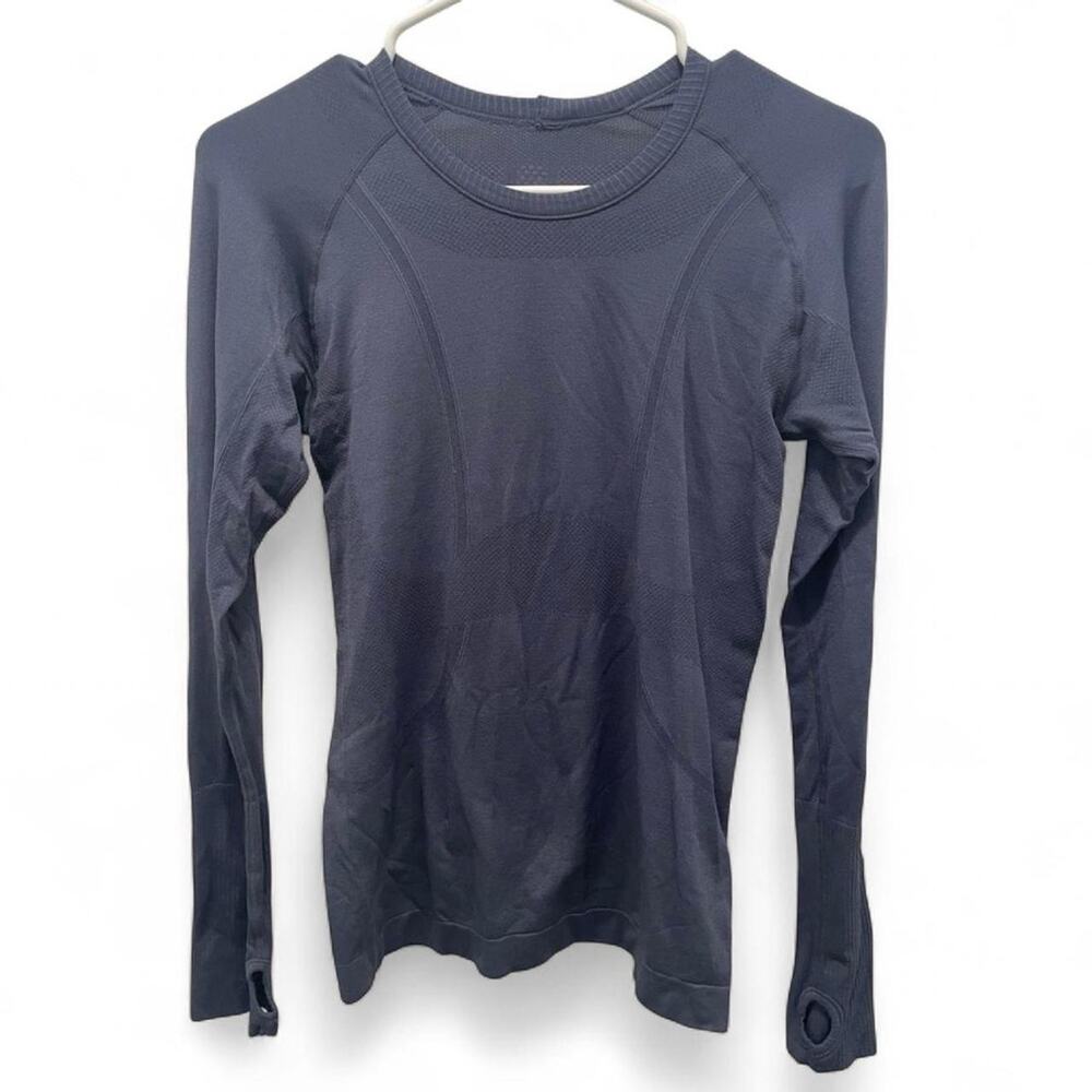 Smoke blue long sleeve athletic top